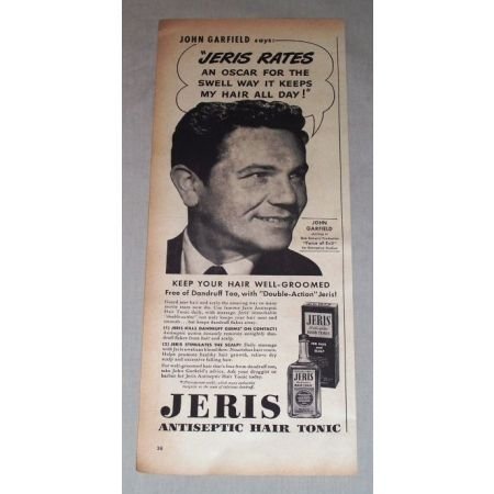 1949 Jeris Hair Tonic Vintage Print Ad Celebrity John Garfield