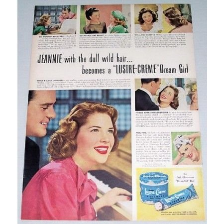 1948 Lustre Creme Shampoo Vintage Color Print Ad Celebrity Jennie Crain