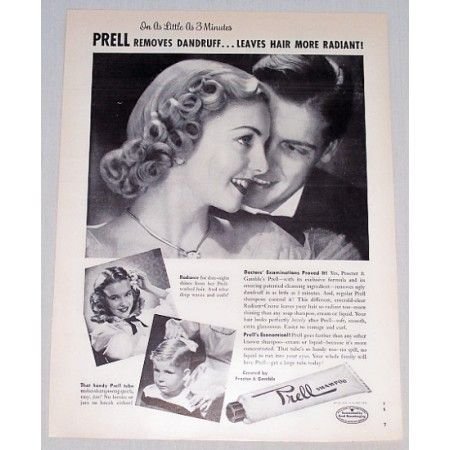 1949 Prell Shampoo Vintage Print Ad - Leaves Hair More Radiant