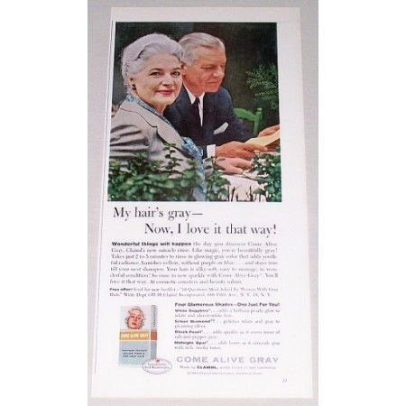 1961 Clariol Come Alive Gray Hair Cosmetics Vintage Color Print Ad