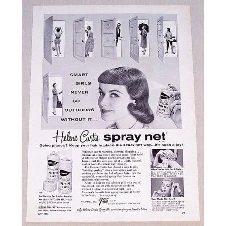 1955 Helene Curtis Spray Net Hair Spray Vintage Print Ad