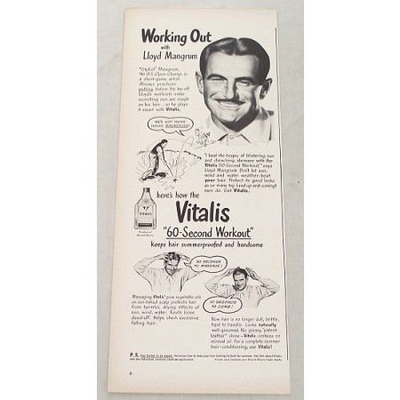 1948 Vitalis Hair Care Vintage Print Ad Golf Celebrity Lloyd Mangrum
