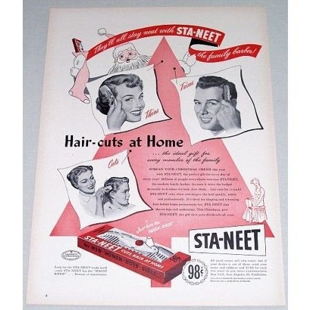 1948 Sta Neet Hair Trimmer Vintage Color Print Ad - The Family Barber