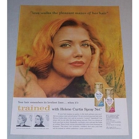 1957 Helene Curtis Spray Net Hair Spray Vintage Color Print Ad - Love Walks