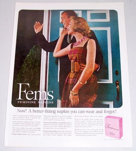 1960 Fems Feminine Napkins Vintage Color Print Ad