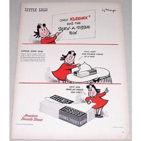 1948 Kleenex Tissues Marge Little Lulu Art Vintage Color Print Ad