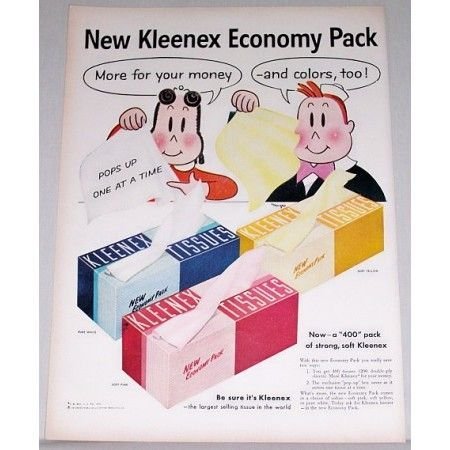 1955 Kleenex Tissues Economy Pack Little Lula Art Vintage Color Print Ad
