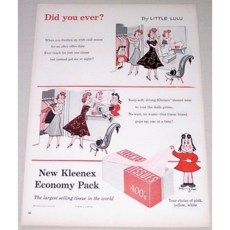 1955 Kleenex Tissues Little Lulu Art Vintage Color Print Ad - Did You Ever