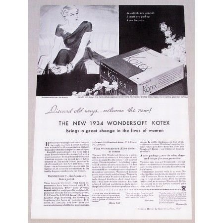 1934 Wondersoft Kotex Sanitary Napkins Print Ad