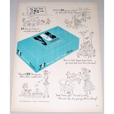 1948 Yes Tissues Color Print Ad - All The Time Is Yes Time