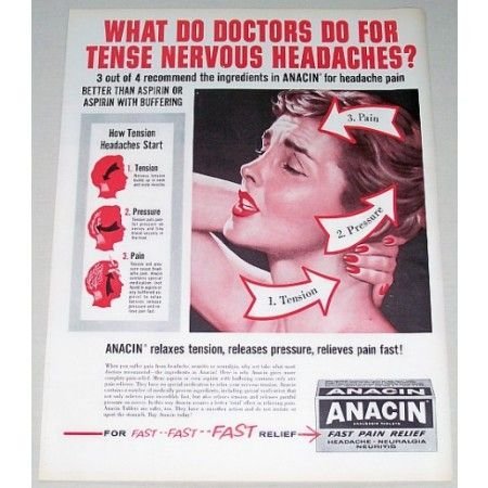 1960 Anacin Pain Relief Color Print Ad - What Do Doctors...