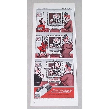 1946 Kleenex Tissues Color Print Ad Little Lulu Marge Art