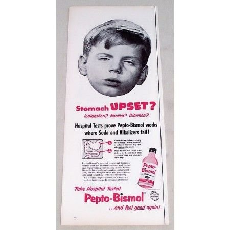 1956 Pepto Bismol Vintage Print Ad - Stomach Upset?