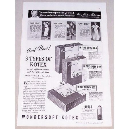 1935 Wondersoft Kotex Sanitary Napkins Vintage Print Ad