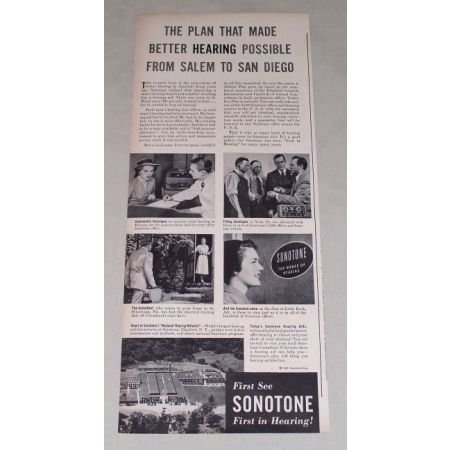 1949 Sonotone Hearing Aid Vintage Print Ad