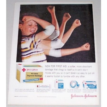 1960 Johnson Johnson Red Cross Bandage Color Print Ad