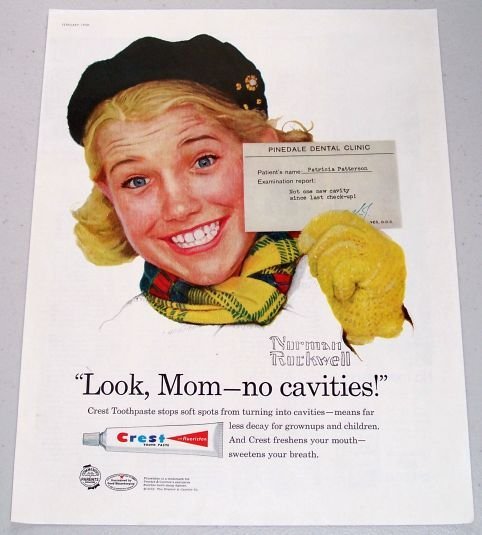 1958 Crest Tooth Paste Norman Rockwell Art Color Print Ad