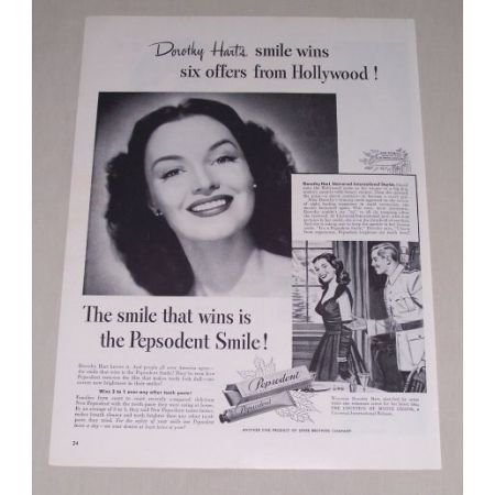 1949 Pepsodent Tooth Paste Vintage Print Ad Celebrity Dorothy Hart