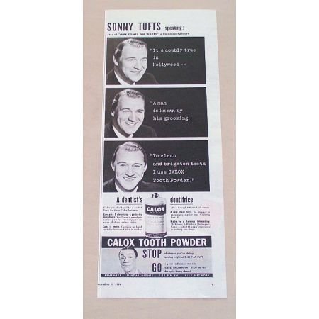 1944 Calox Tooth Powder Vintage Print Ad Celebrity Sonny Tufts
