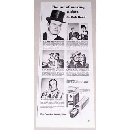 1943 Pepsodent Tooth Powder Vintage Print Ad Celebrity Bobe Hope