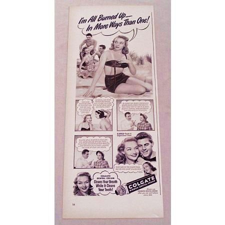 1948 Colgate Dental Cream Vintage Print Ad - I'm All Burned Up