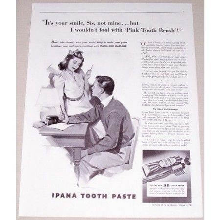 1941 Ipana Tooth Paste Vintage Print Ad - It's Your Smile, Sis