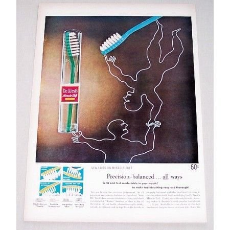1951 Dr. West Miracle Tuft Toothbrush Color Print Ad