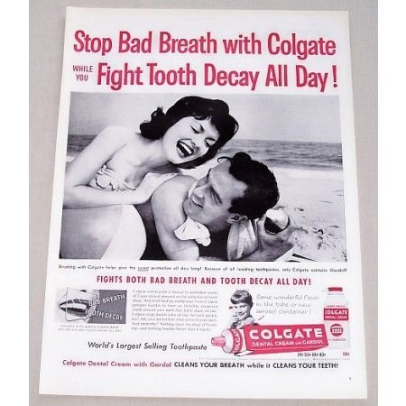 1959 Colgate Dental Cream Vintage Print Ad - Fight Tooth Decay