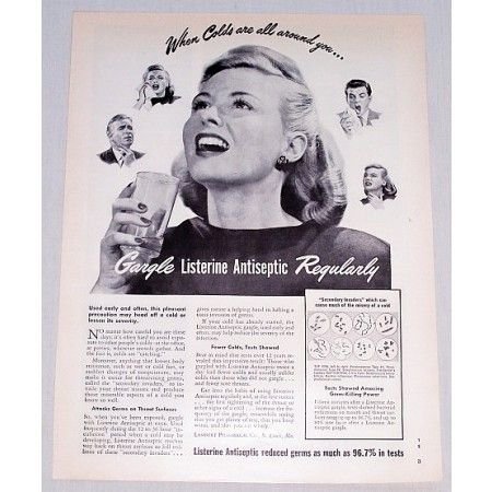 1949 Listerine Antiseptic Vintage Print Ad - Gargle Regularly