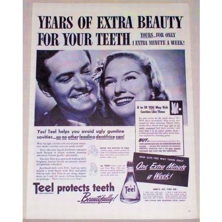 1944 Teel Liquid Dentifrice Vintage Print Ad - Years Of Extra Beauty