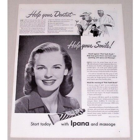 1944 Ipana Tooth Paste Vintage Print Ad - Help Your Dentist