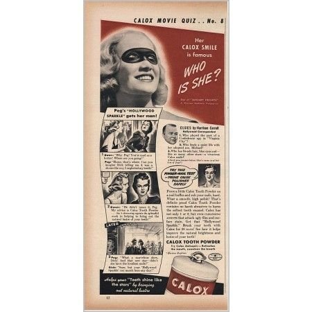 1940 Calox Tooth Powder Vintage Print Ad Celebrity Miriam Hopkins