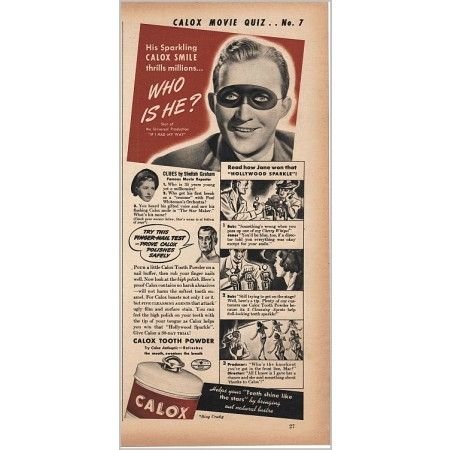 1940 Calox Tooth Powder Vintage Print Ad Celebrity Bing Crosby