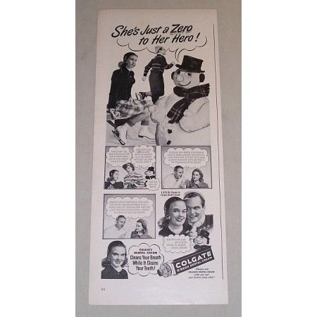 1948 Colgate Dental Cream Vintage Print Ad - She's Just A Zero