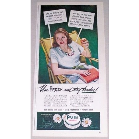 1944 Fresh Cream Deodorant Color Print Ad