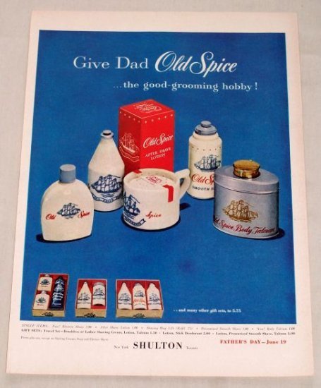 1955 Old Spice Gift Products Shaving Color Print Ad