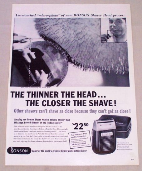 1955 Ronson Electric Shaver Vintage Print Ad - Micro Photo