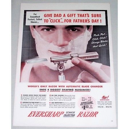 1948 Eversharp Schick Injector Razor Color Print Ad