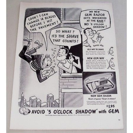 1948 Gem Guiding Eye Shaving Razor Art Vintage Print Ad