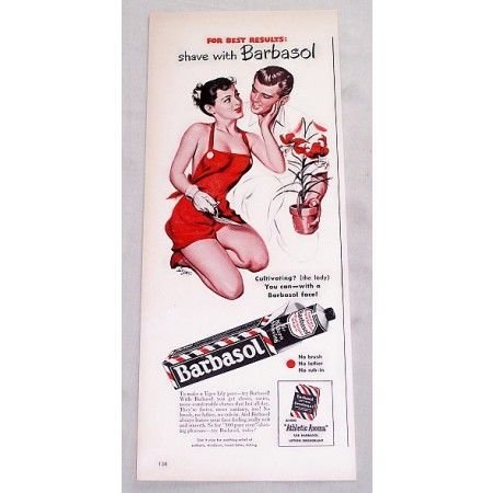 1949 Barbasol Shaving Cream Color Print Art Ad - Cultivating?