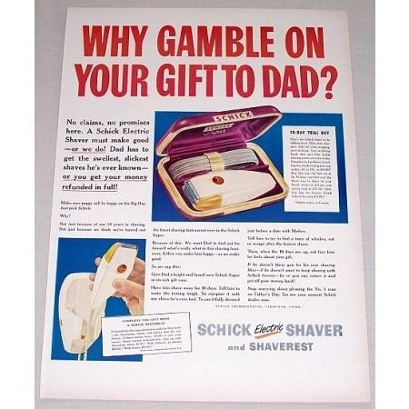 1948 Schick Super Electric Shaver Color Print Ad - Why Gamble