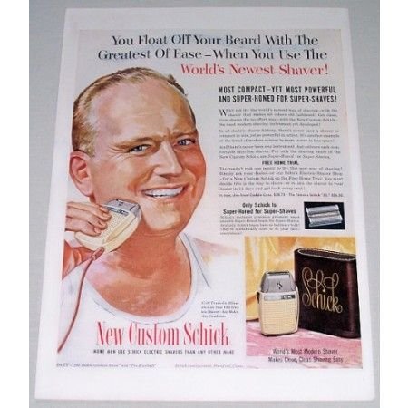 1954 Schick Super-Honed Electric Shaver Color Print Art Ad