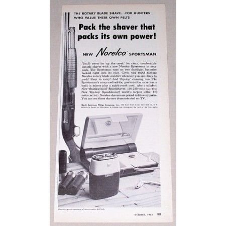 1961 Norelco Sportsman Electric Shaver Vintage Print Ad