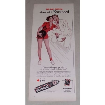 1949 Barbasol Shaving Cream Color Print Bowling Art Ad
