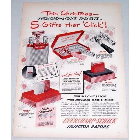 1948 Schick Injector Blades Color Print Ad - Gifts That Click