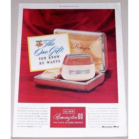 1951 Remington 60 Electric Shaver Color Print Ad - 60 Second Shaver