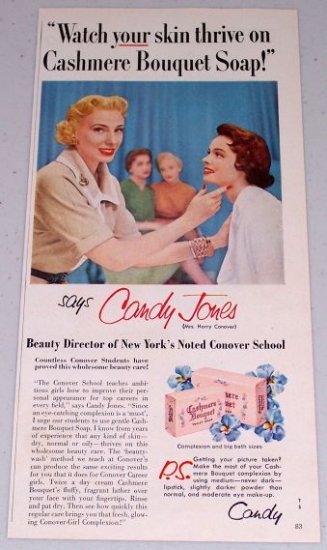 1955 Cashmere Bouquet Soap Color Print Ad New York Beauty Director Candy Jones