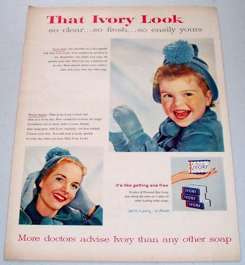 1957 Ivory Soap Color Print Ad -That Ivory Look