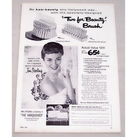 1953 Lux Soap Beauty Brush Offer Vintage Print Ad Celebrity Jan Sterling