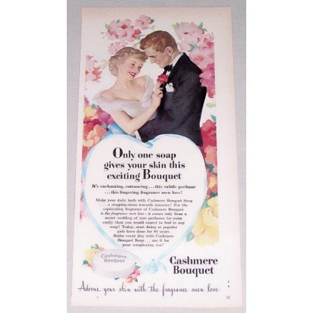 1949 Cashmere Bouquet Soap Color Print Art Ad - Adorns Your Skin